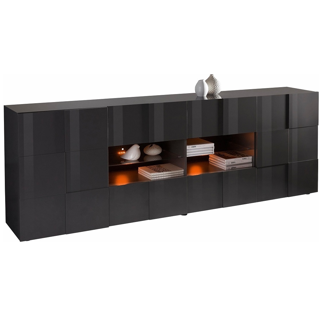 Dressoir Dama 241 cm breed hoogglans grijs