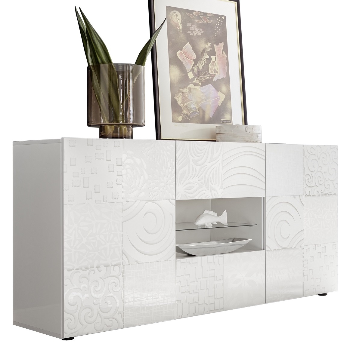 Dressoir Miro 181 cm breed in hoogglans wit