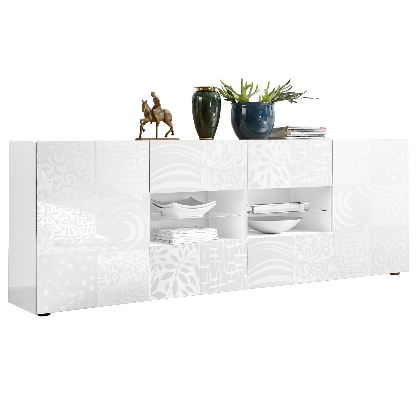 Dressoir Miro 241 cm breed in hoogglans wit
