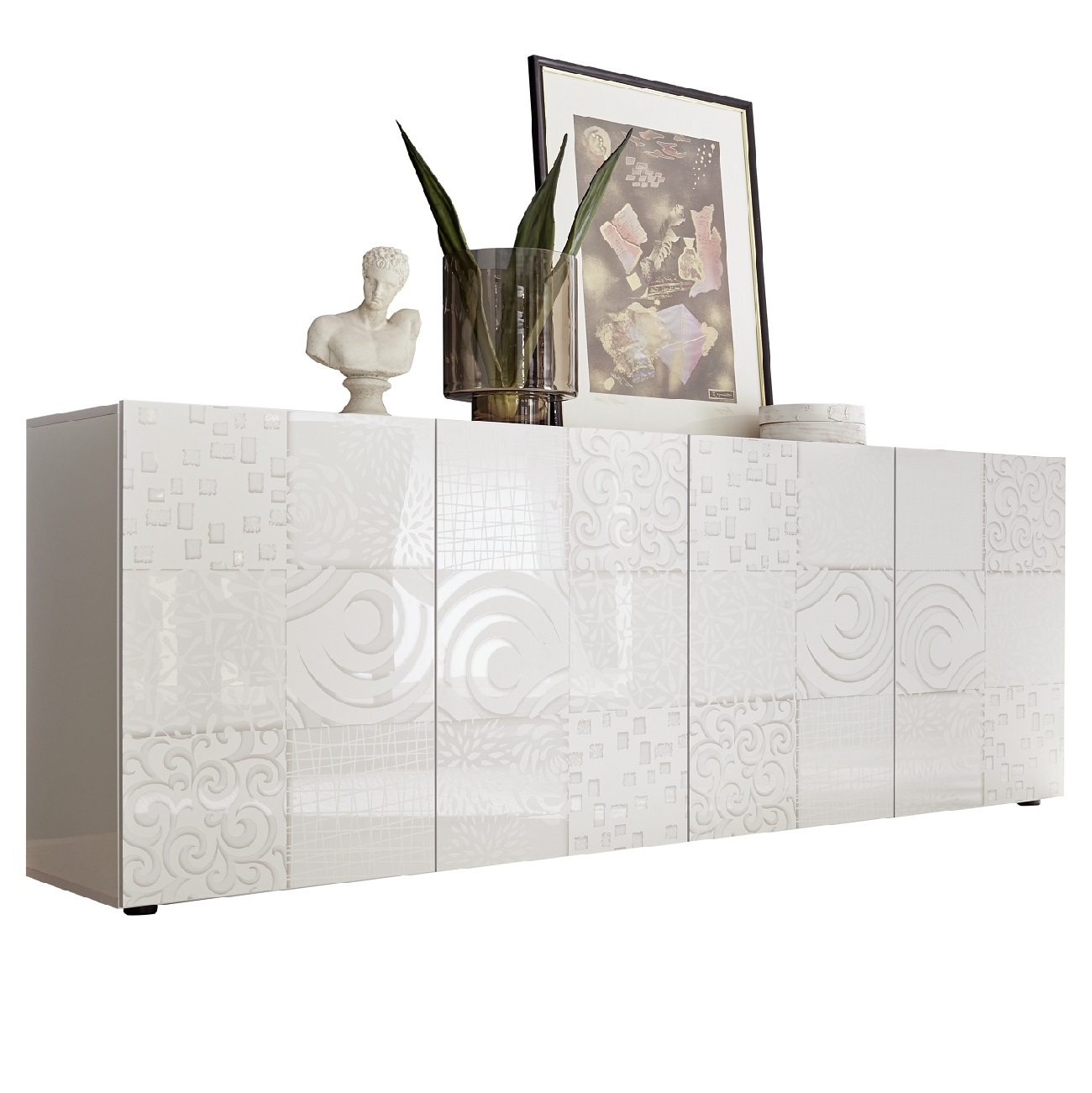 Dressoir Miro met 4 deuren 241 cm breed in hoogglans wit