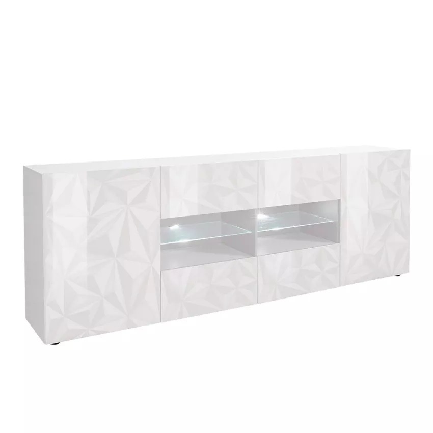 Dressoir Prisma 241 cm breed in hoogglans wit