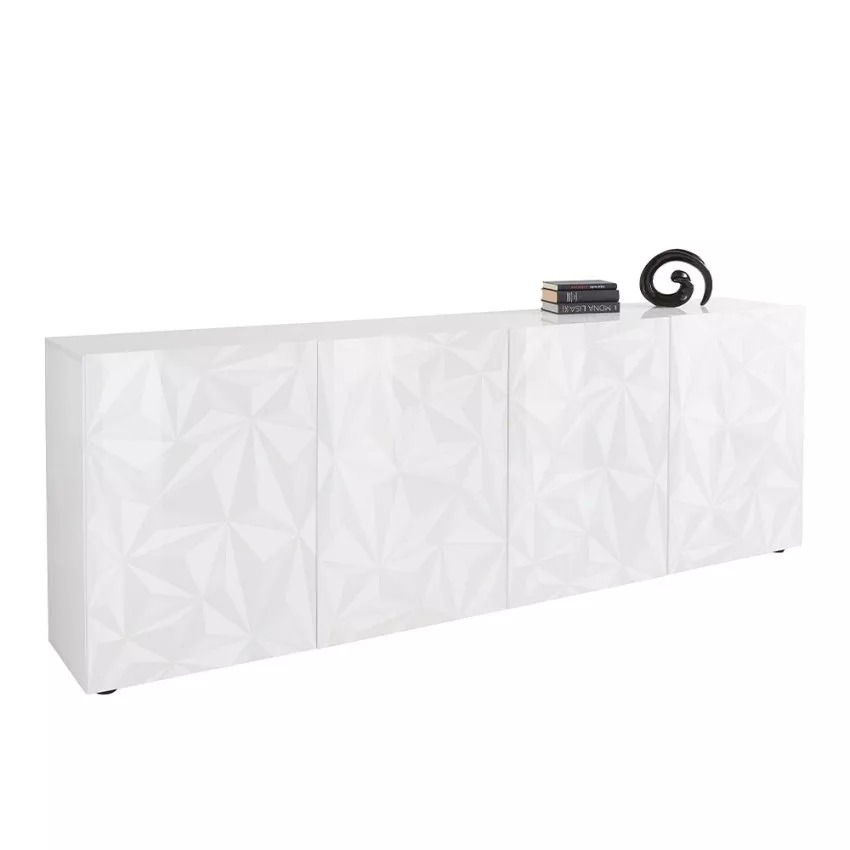 Dressoir Prisma met 4 deuren 241 cm breed in hoogglans wit