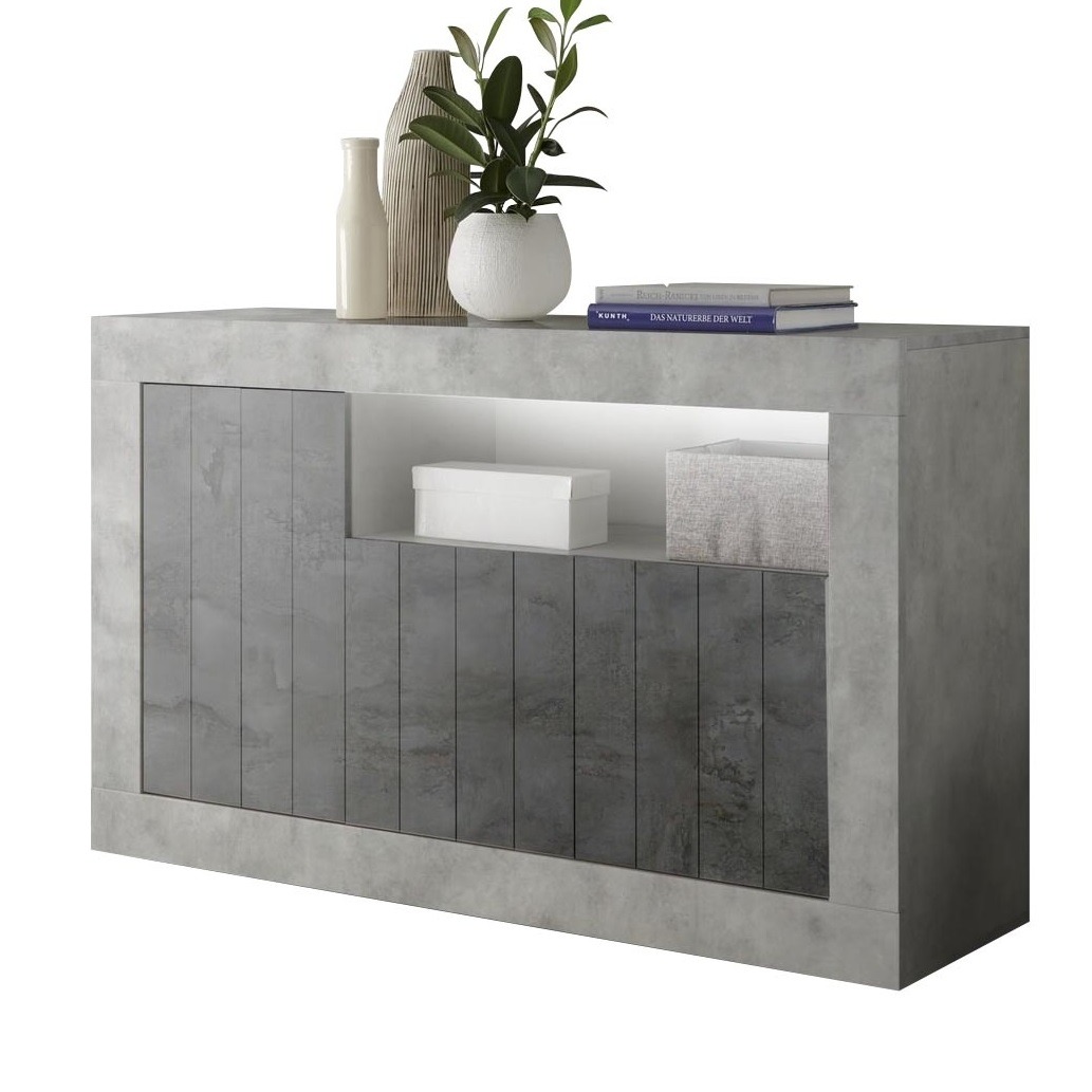 Dressoir Urbino 138 cm breed in grijs beton met oxid