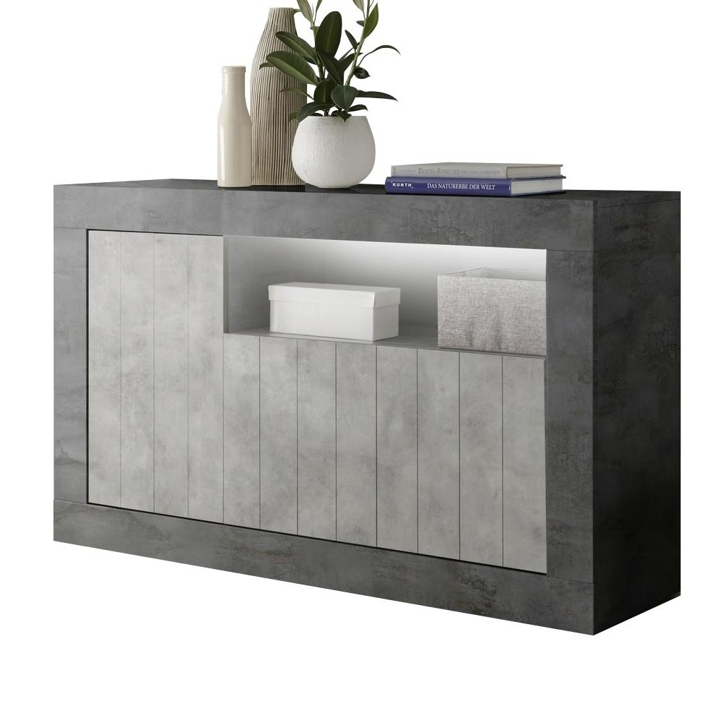 Dressoir Urbino 138 cm breed in Oxid met grijs beton