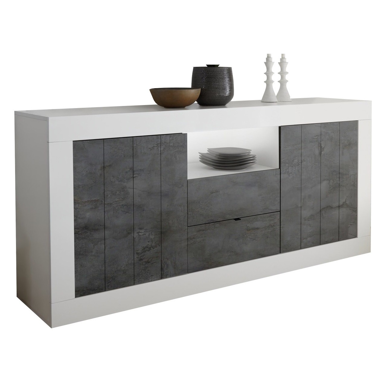 Dressoir Urbino 184 cm breed in hoogglans wit met Oxid