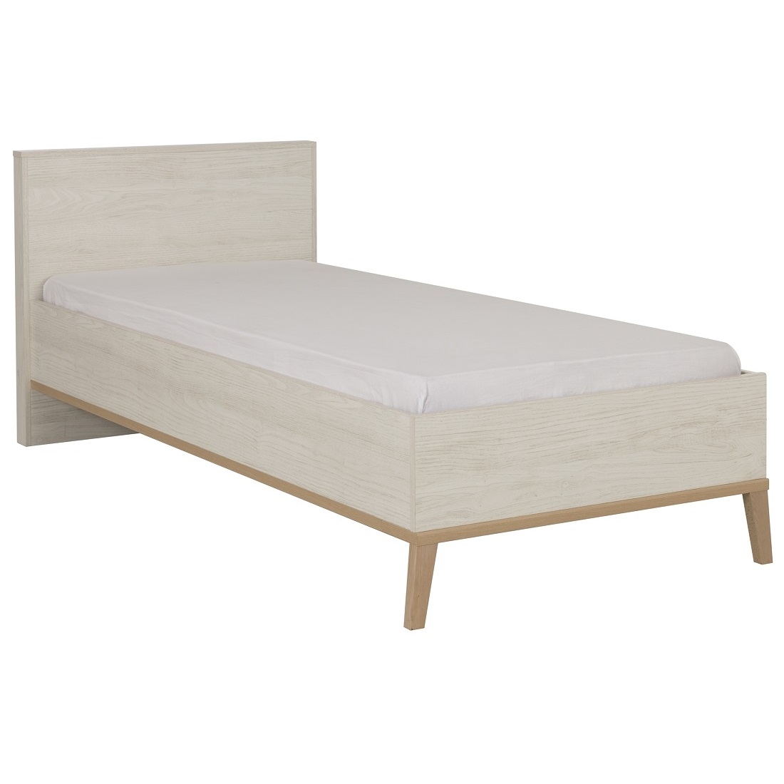 Eenpersoonsbed Alika 90x200cm in wit kastanjehout