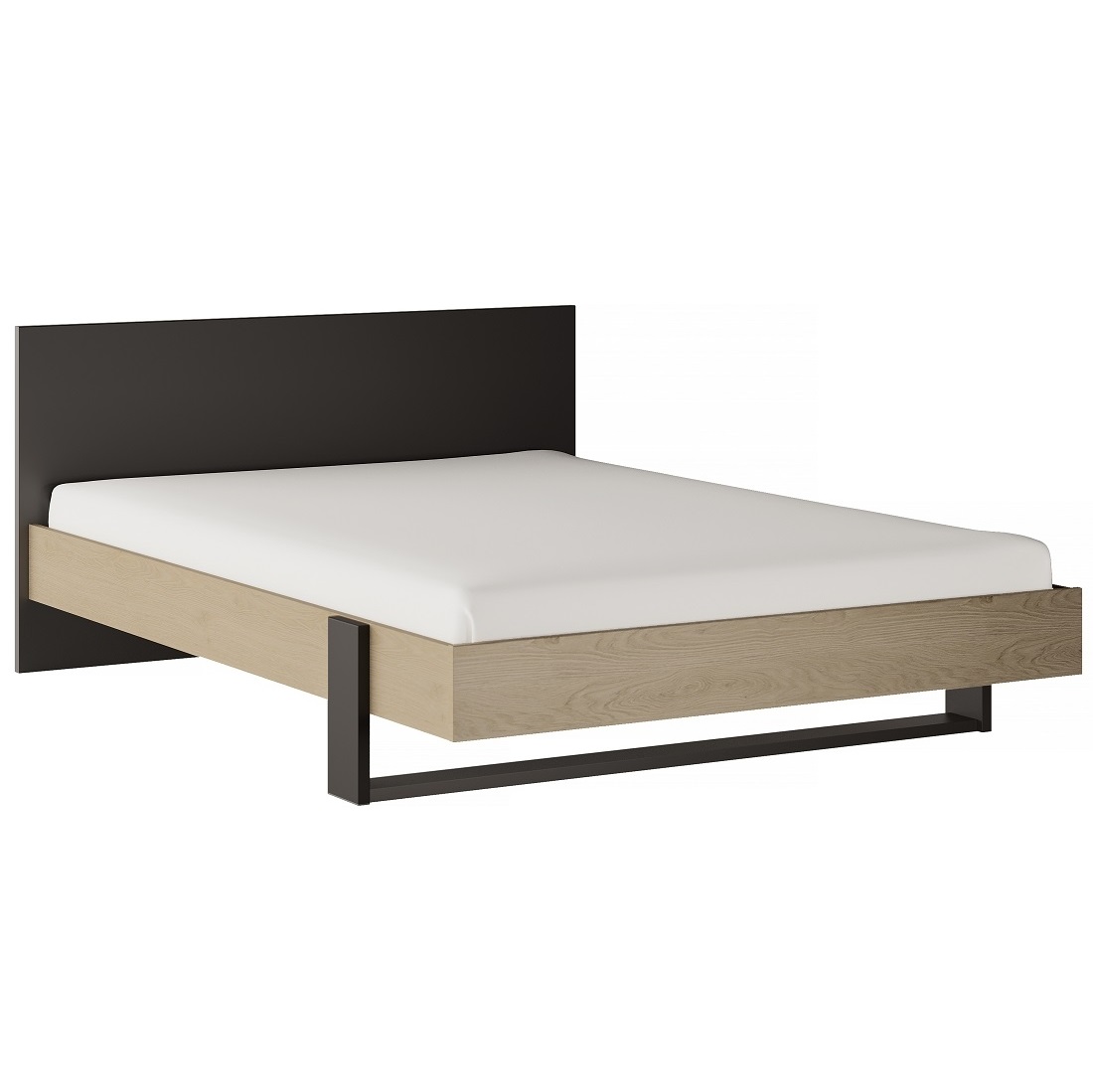 Tweepersoonsbed Duplex 140x190cm in naturel kastanje met zwart