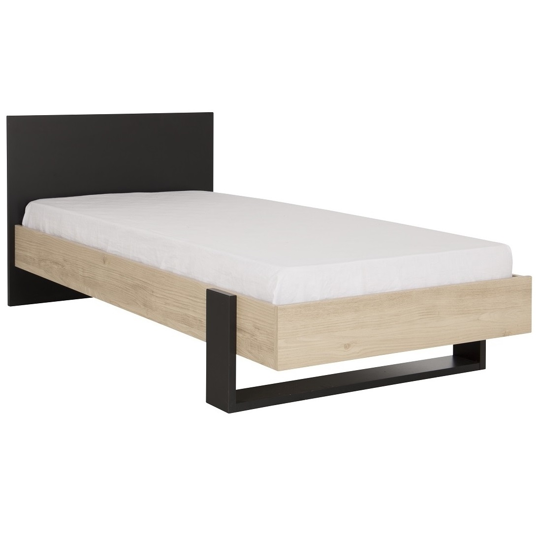 Eenpersoonsbed Duplex 90x190cm in naturel kastanje met zwart