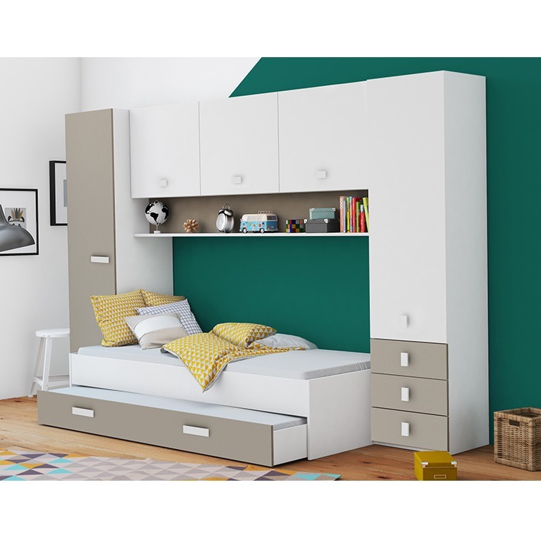 Eenpersoonsbed Tidy met kast en lade 90x200 cm