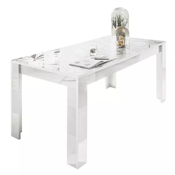 Eettafel Prisma 180 cm breed in hoogglans wit