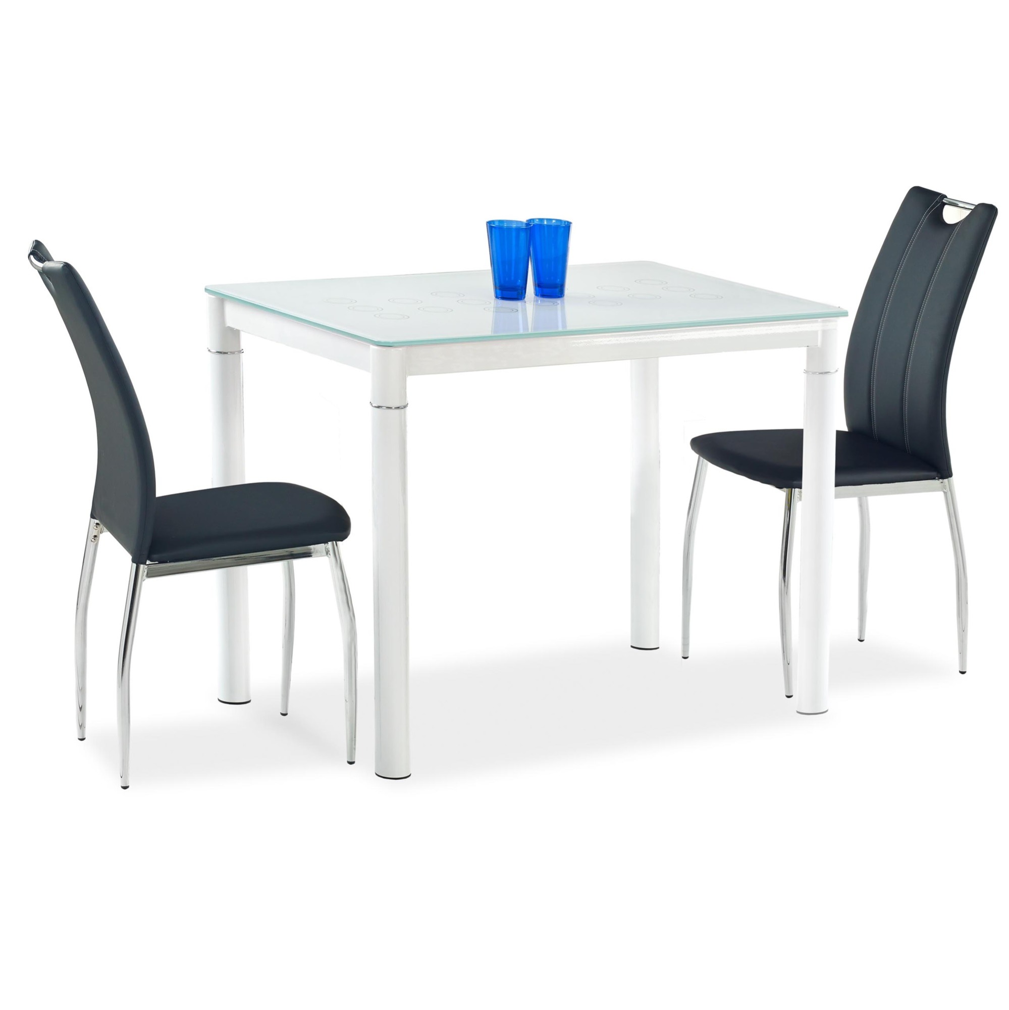 Glazen eettafel Argus 100 cm breed in milky wit