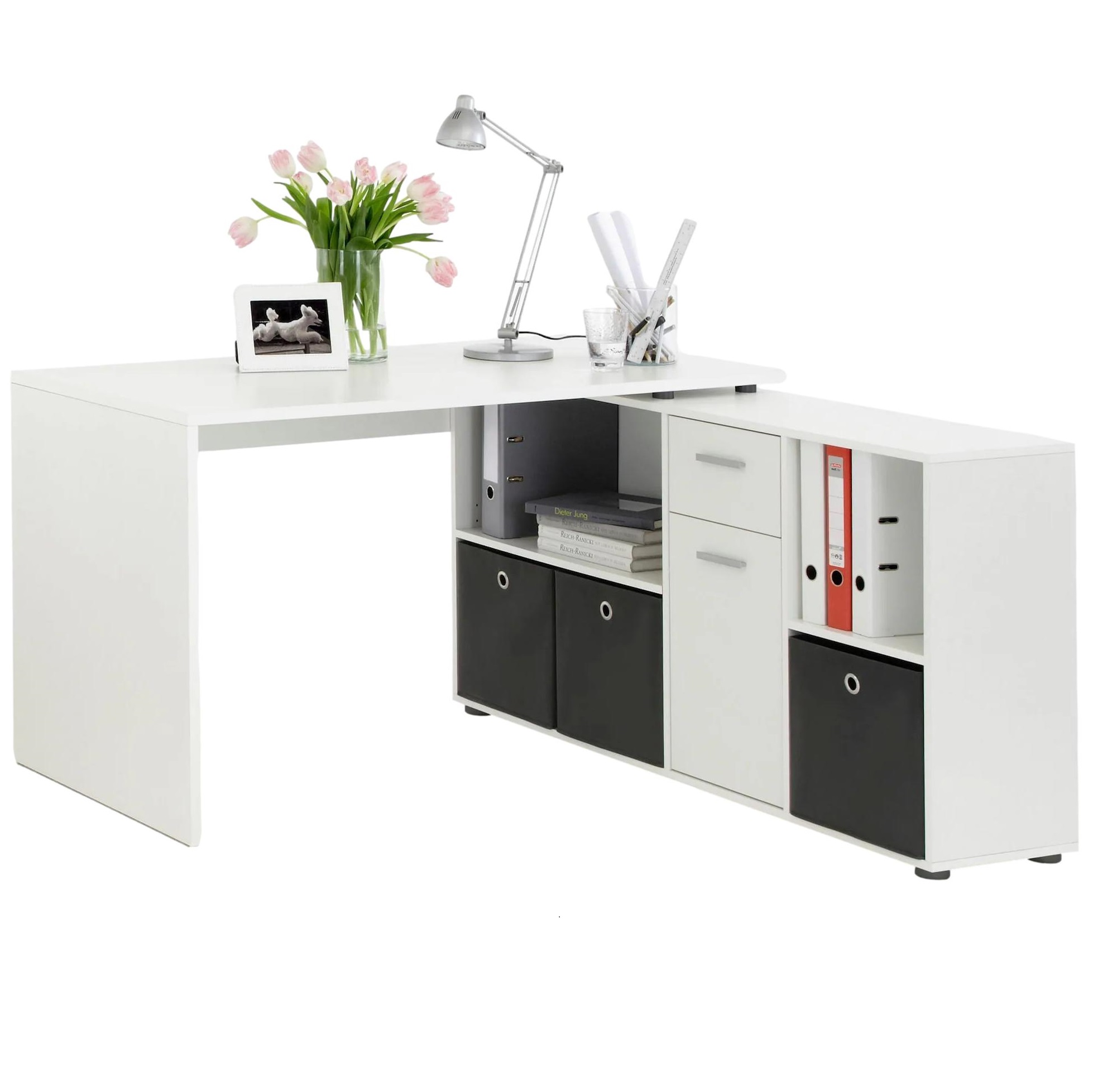 Hoekbureau Trex 136 cm breed wit