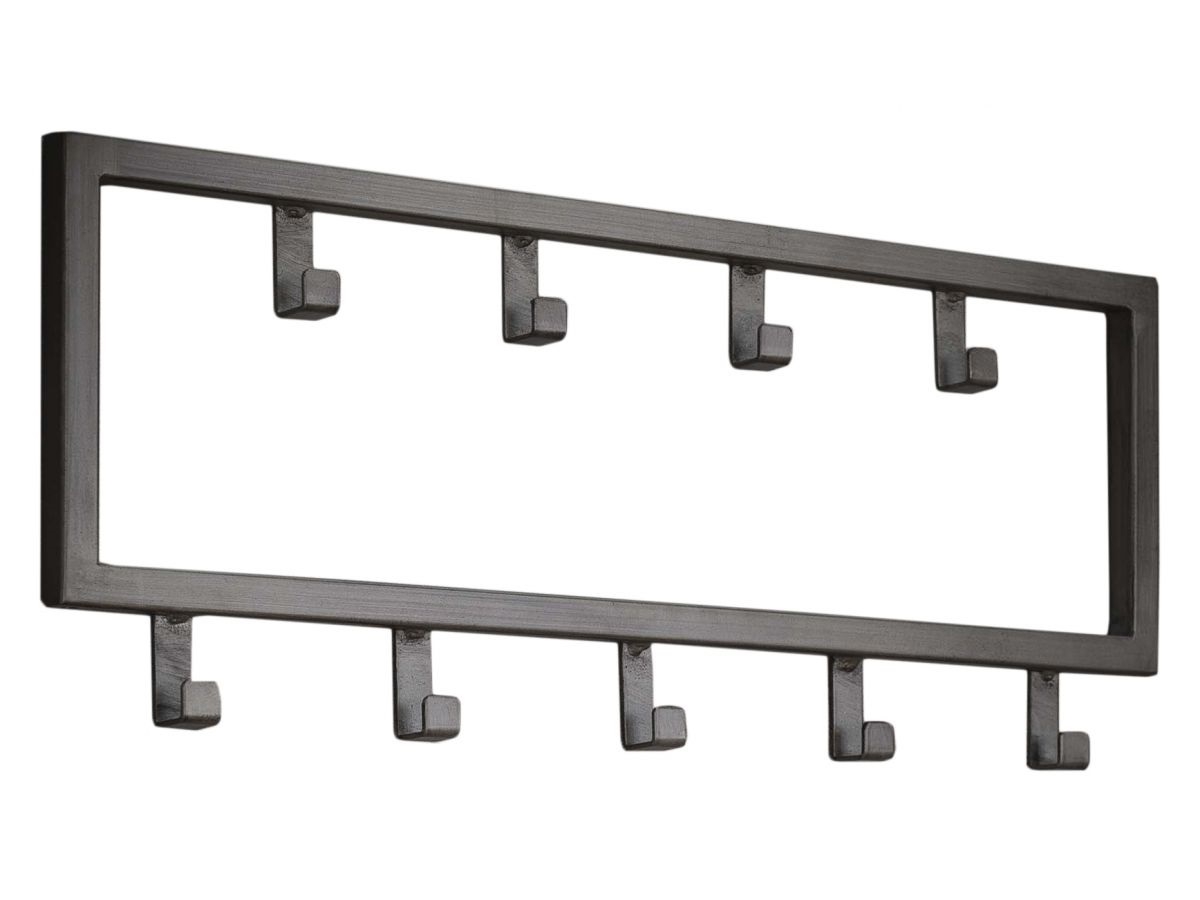 Kapstok Industrial van 50 cm breed met 9 haken - Zilver