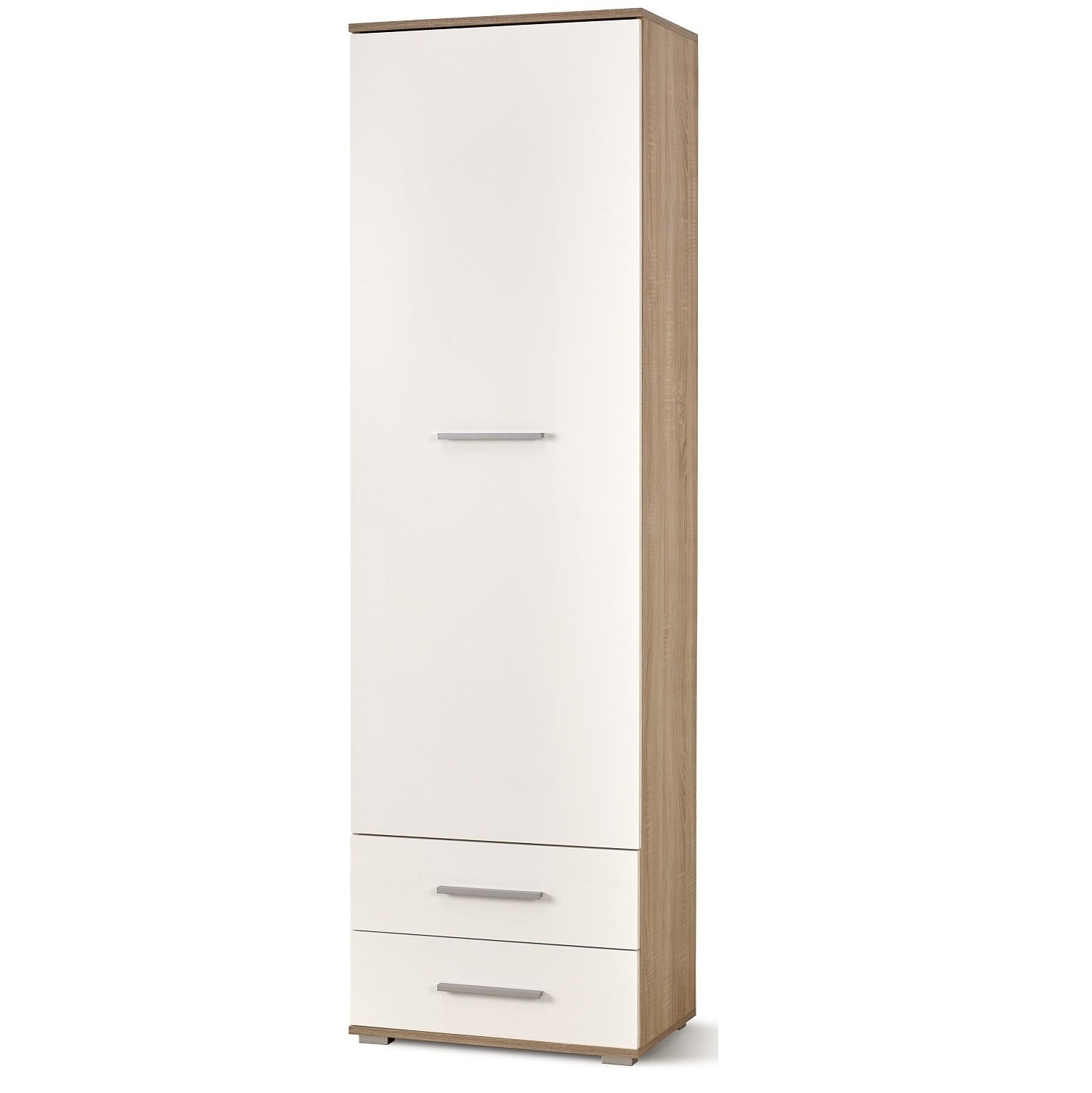 Kledingkast Lima 60 cm breed in sonoma eiken met hoogglans wit