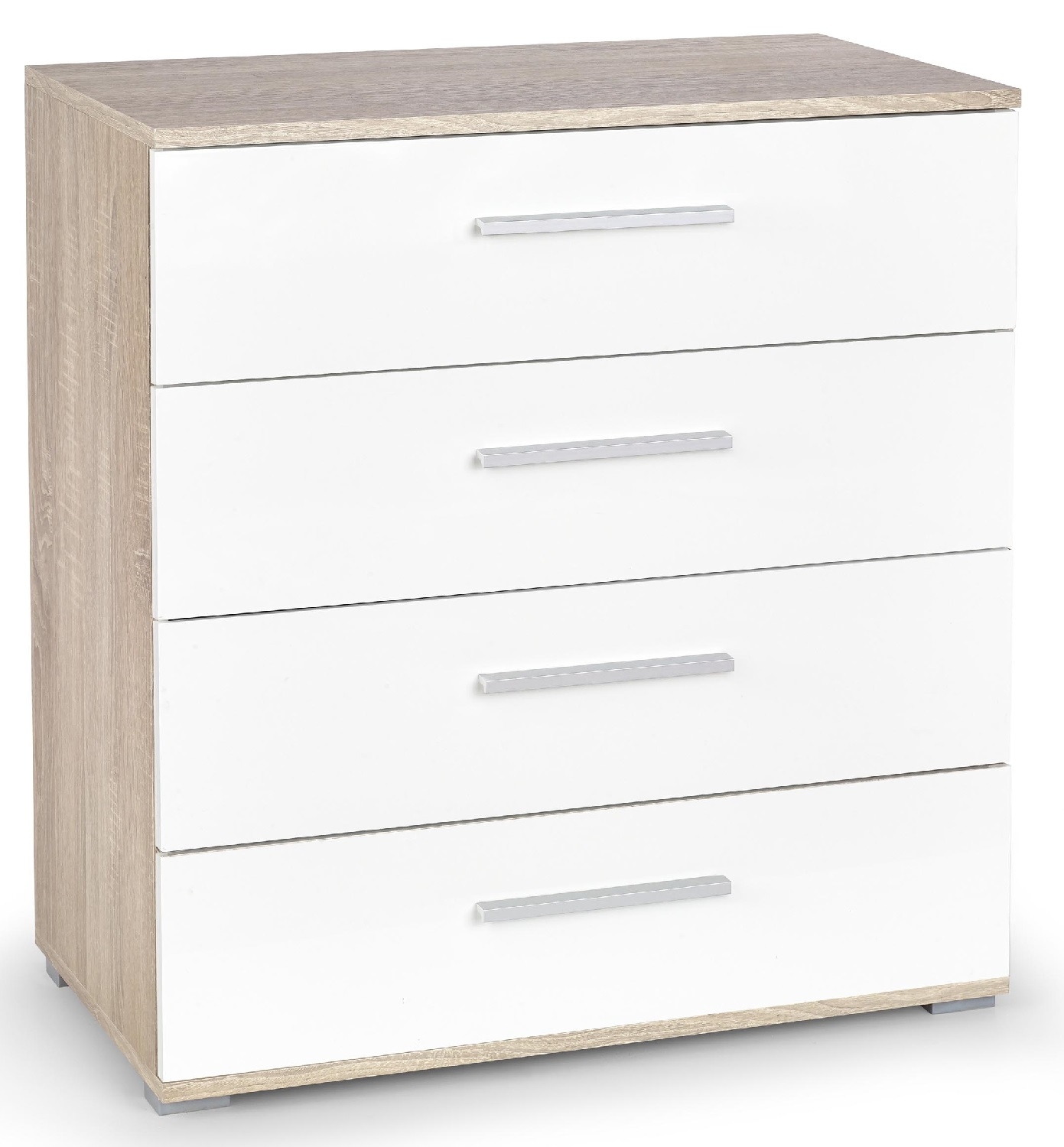 Ladekast Lima 82 cm hoog in sonoma eiken met hoogglans wit