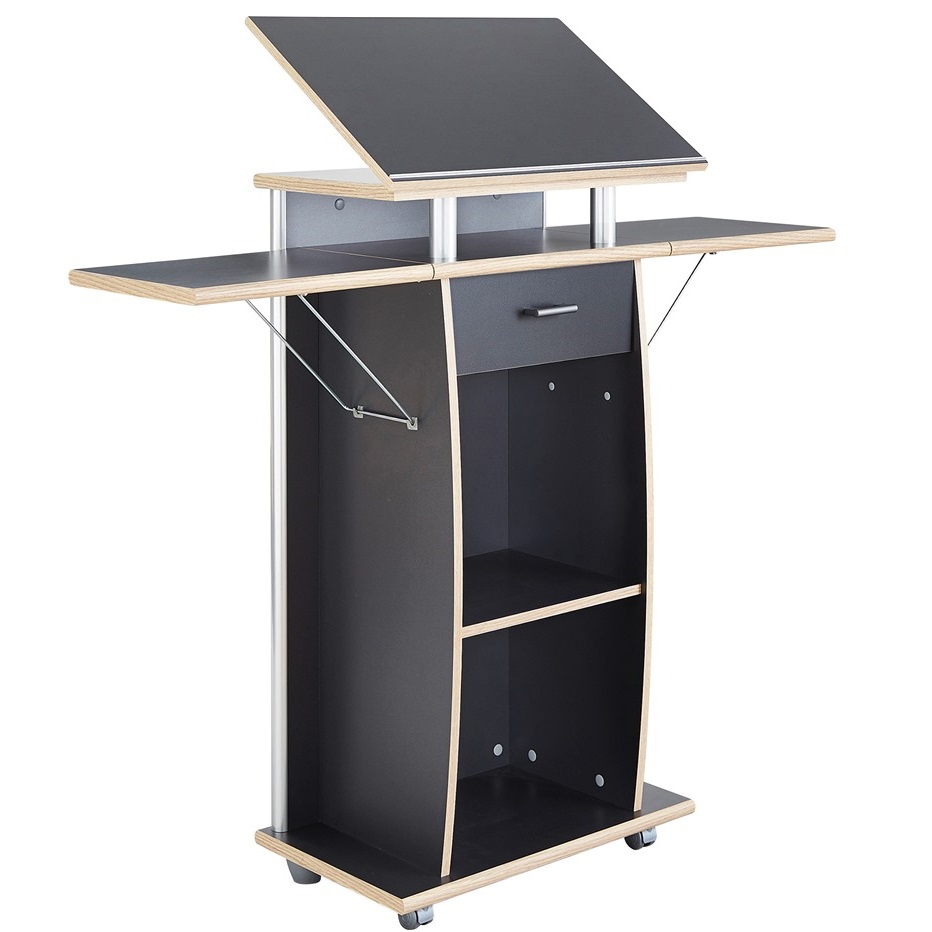 Lessenaar lectern verrijdbaar antraciet