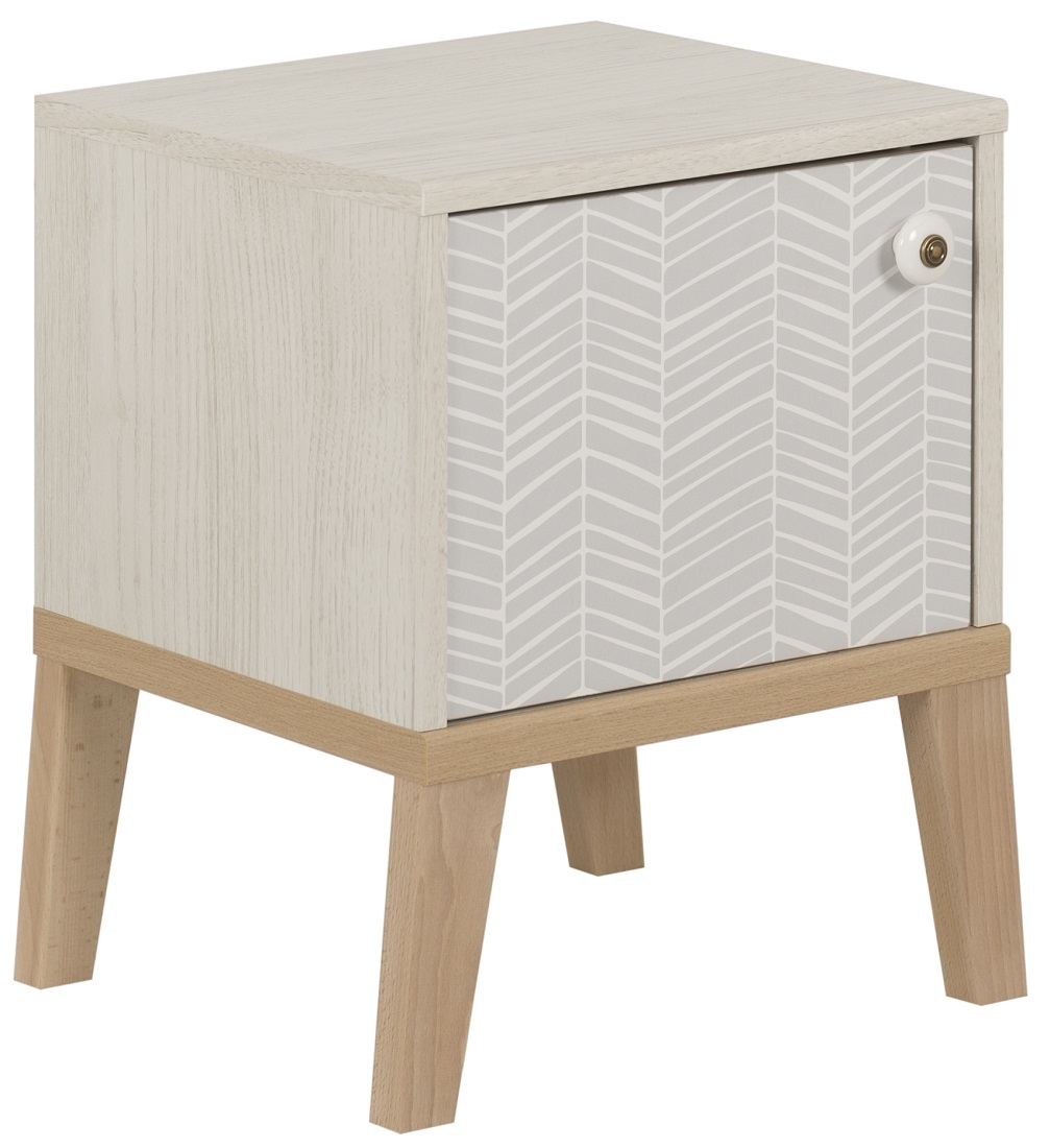 Nachtkastje Alika 47 cm hoog in wit kastanjehout