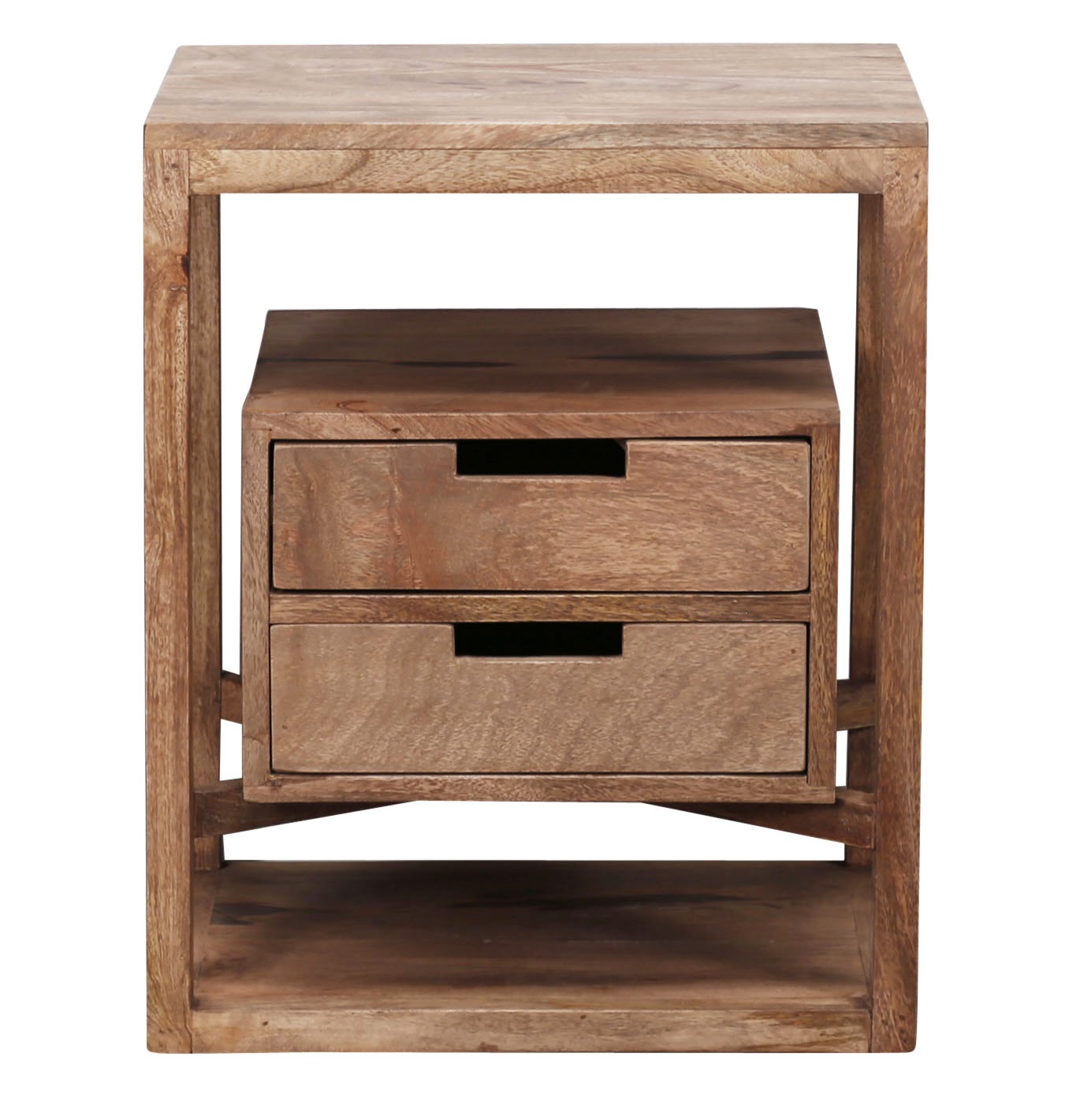 Nachtkastje Sahara 2 Lade 55 cm hoog uit Massief mango zandkleur