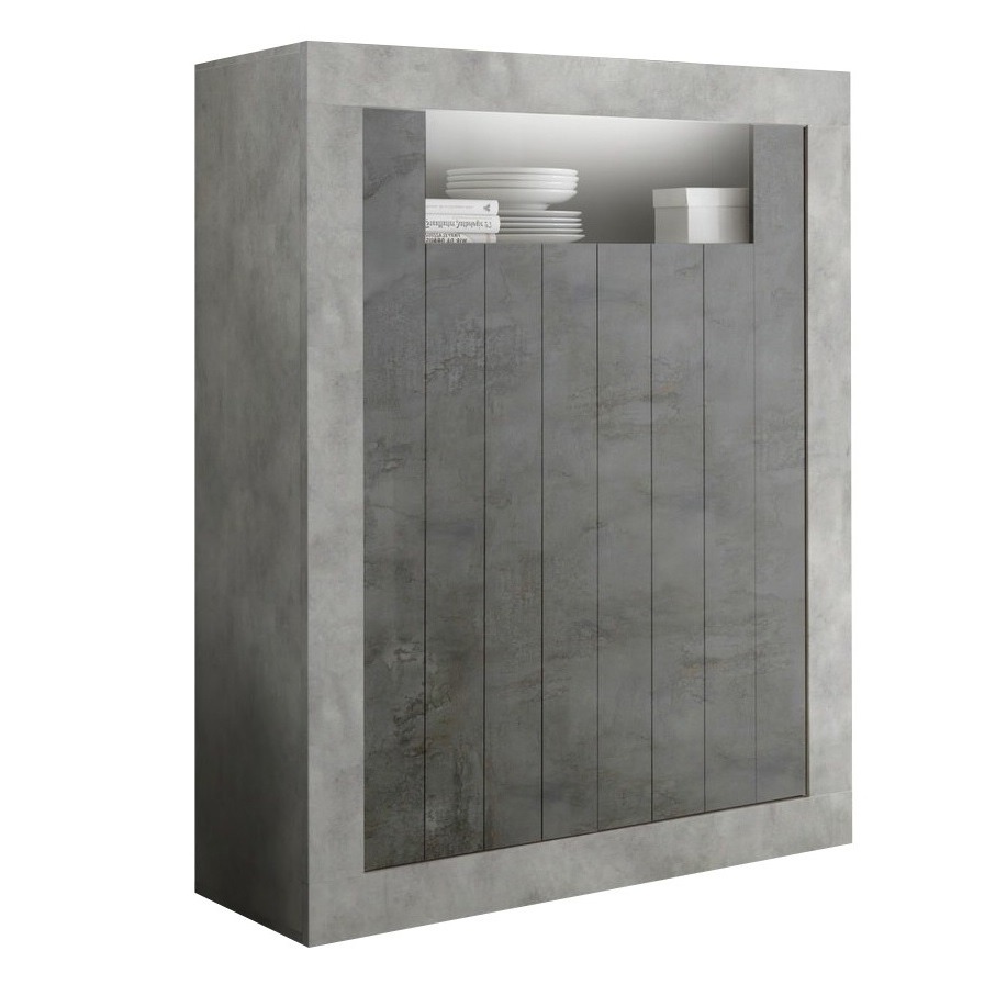 Opbergkast Urbino 144 cm hoog in grijs beton met oxid