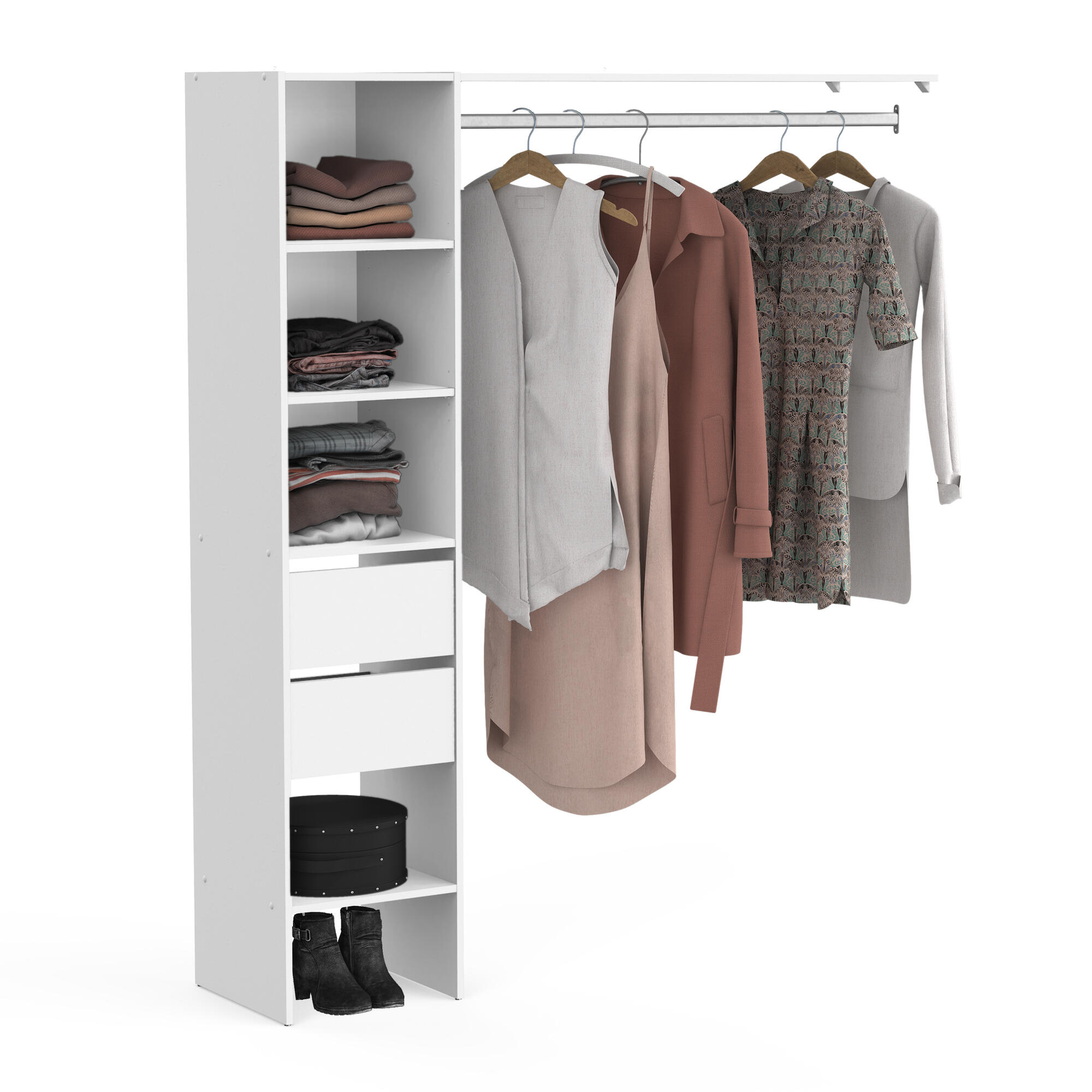 Open kledingkast Duo 187 cm hoog wit