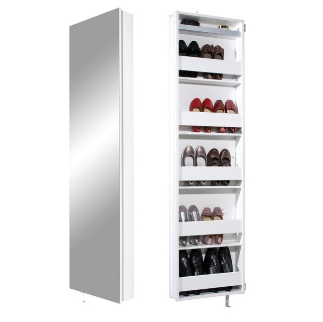 Roterend Wandkast Elda in wit met spiegeldeur