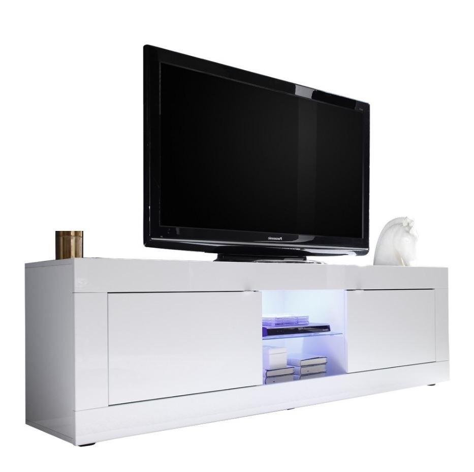 Tv-meubel Basic 181 cm breed in hoogglans wit