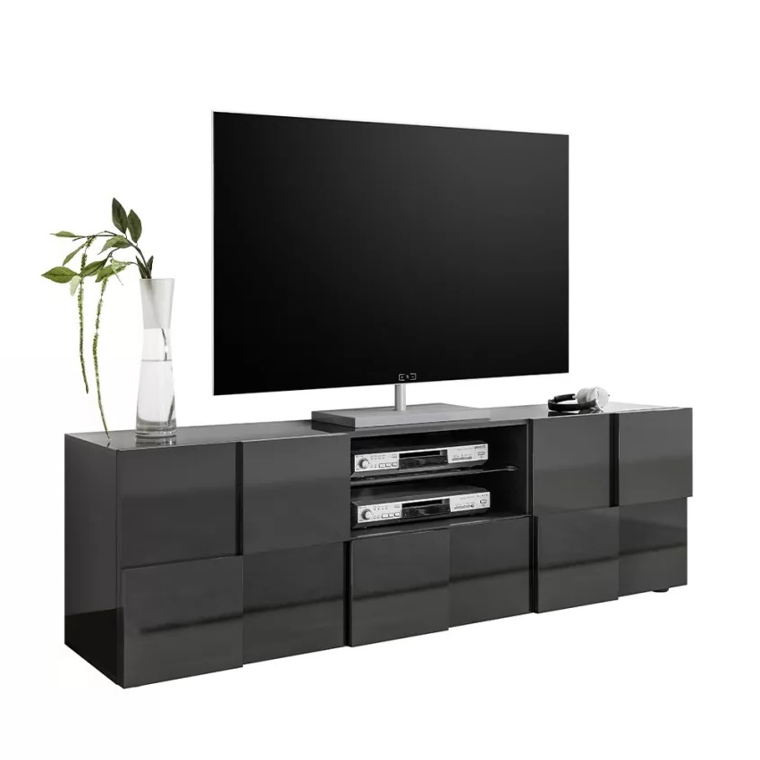Tv-meubel Dama 181 cm breed - hoogglans grijs