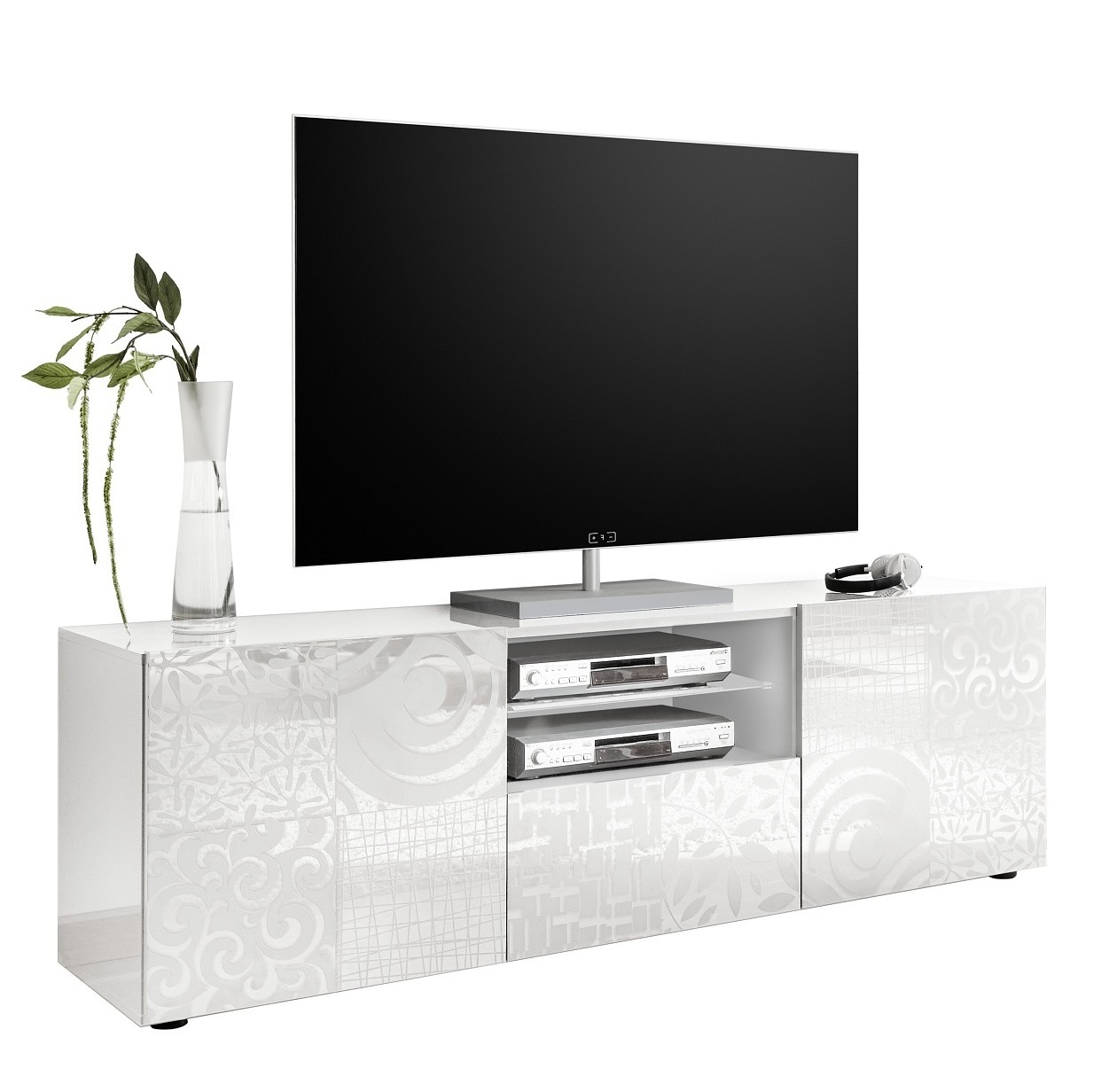 Tv-meubel Miro 181 cm breed in hoogglans wit