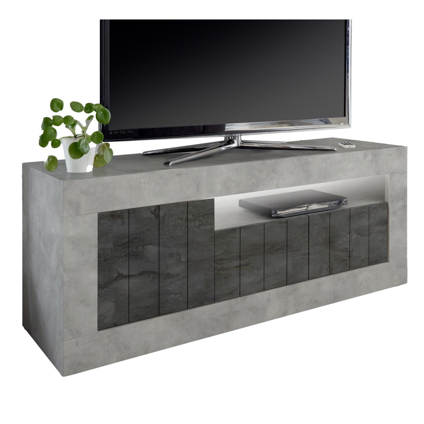 Tv-meubel Urbino 138 cm breed in grijs beton met oxid