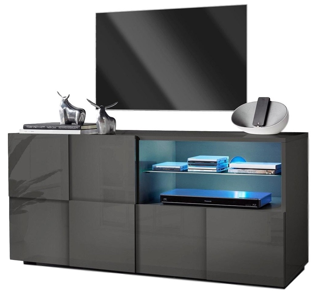 Tv-meubel Dama 121 cm breed - Hoogglans grijs