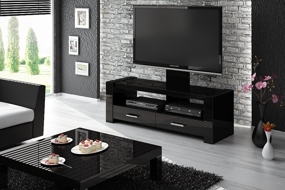 Tv-meubel Monaco 138 cm breed in hoogglans zwart