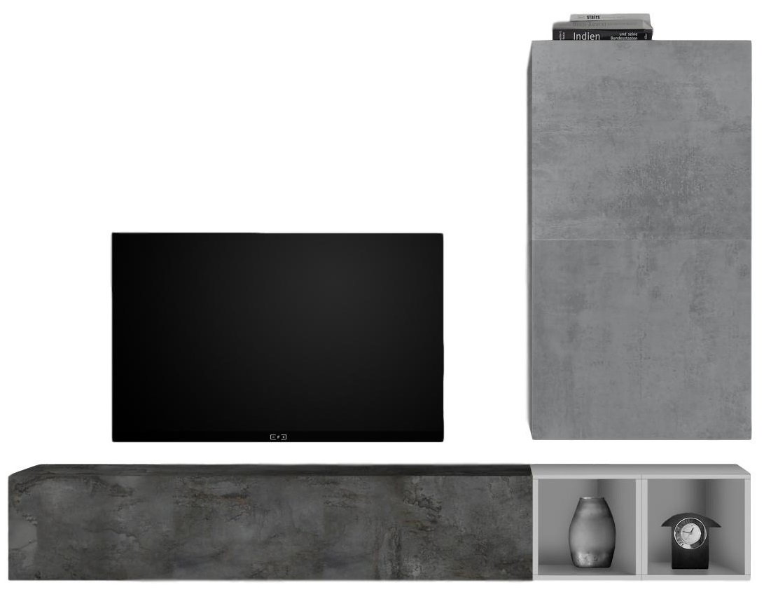 TV-wandmeubel Anderson in grijs beton met oxid