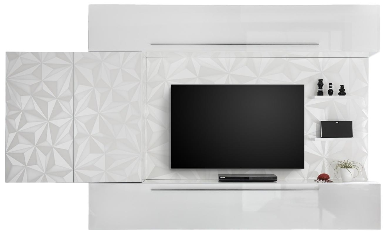 TV-wandmeubel set Kristal in hoogglans wit