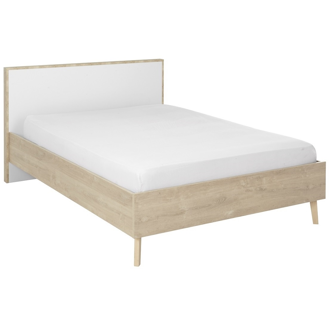 Tweepersoonsbed Larvik 140x200cm in eiken met wit