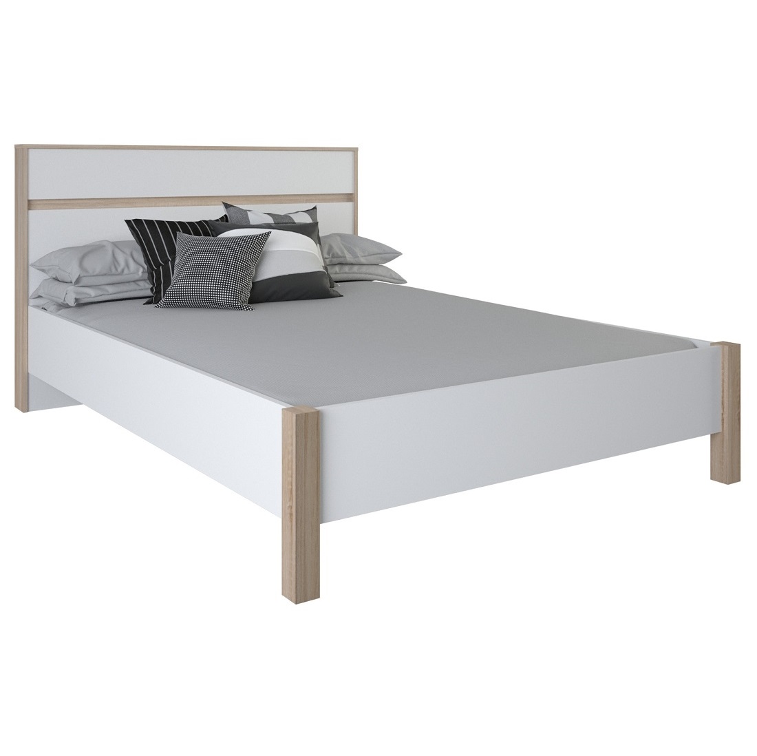 Tweepersoonsbed Selena 140x190cm - eiken met wit