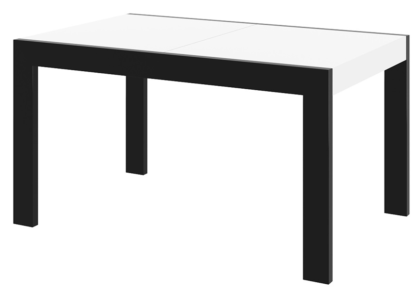 Uitschuifbare eettafel Imperia 160 tot 260 cm breed in hoogglans wit met zwart