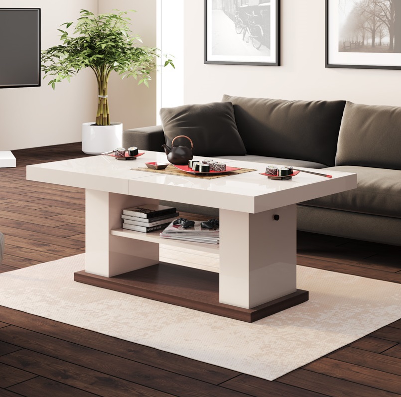 Uitschuifbare salontafel Matera 120 tot 170 cm breed in HG cappuccino