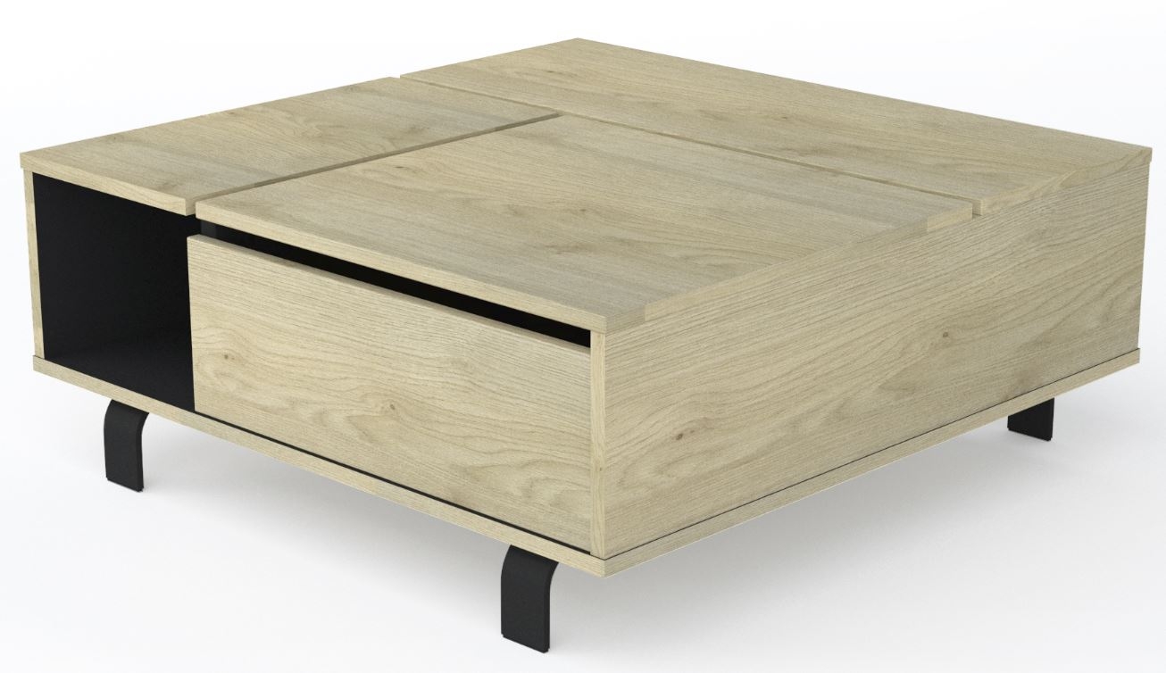 Vierkante Salontafel Rush 90x37x90 cm breed - naturel eiken