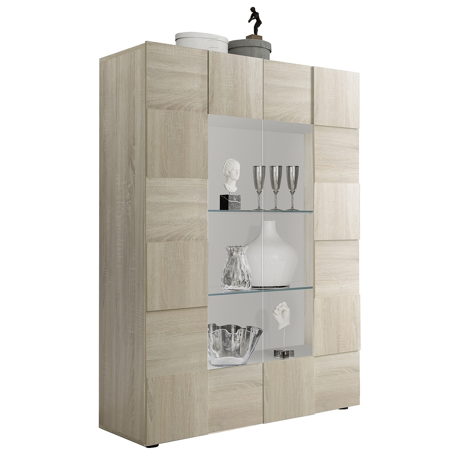 Vitrinekast Dama 166 cm hoog in sonoma eiken