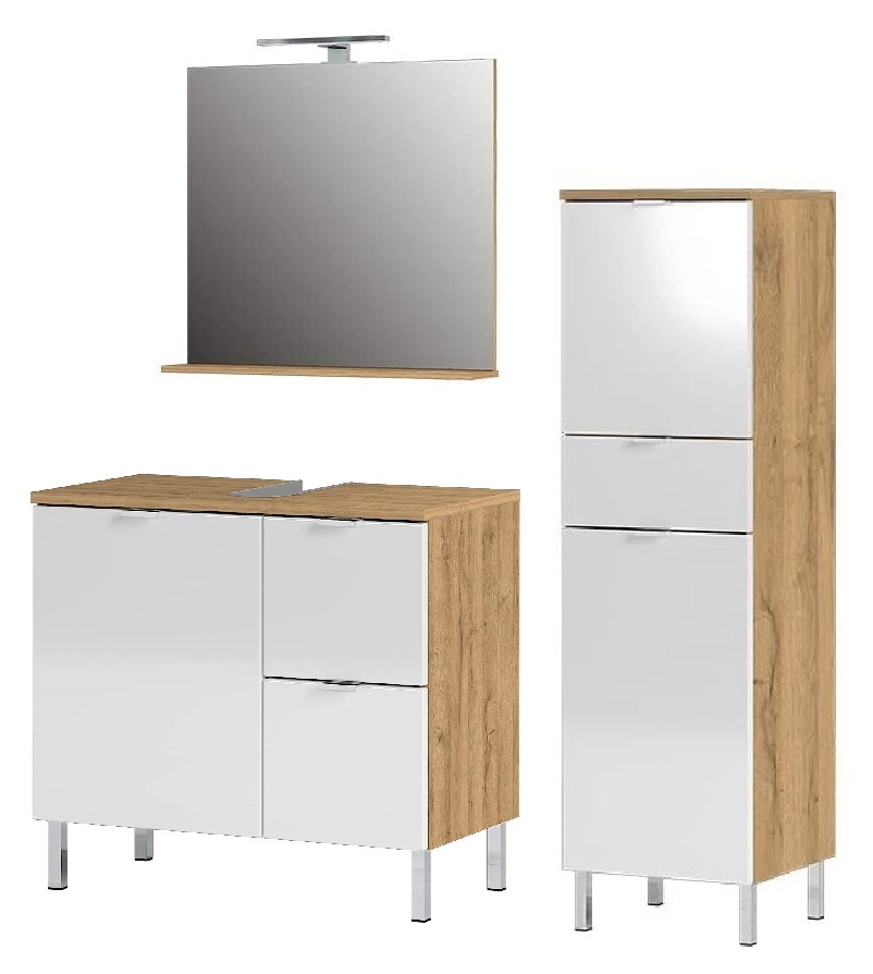 Badkamermeubelset Bruno 4 in grandson eiken met wit