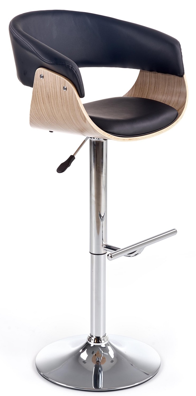 Barkruk Canada in eiken met zwart