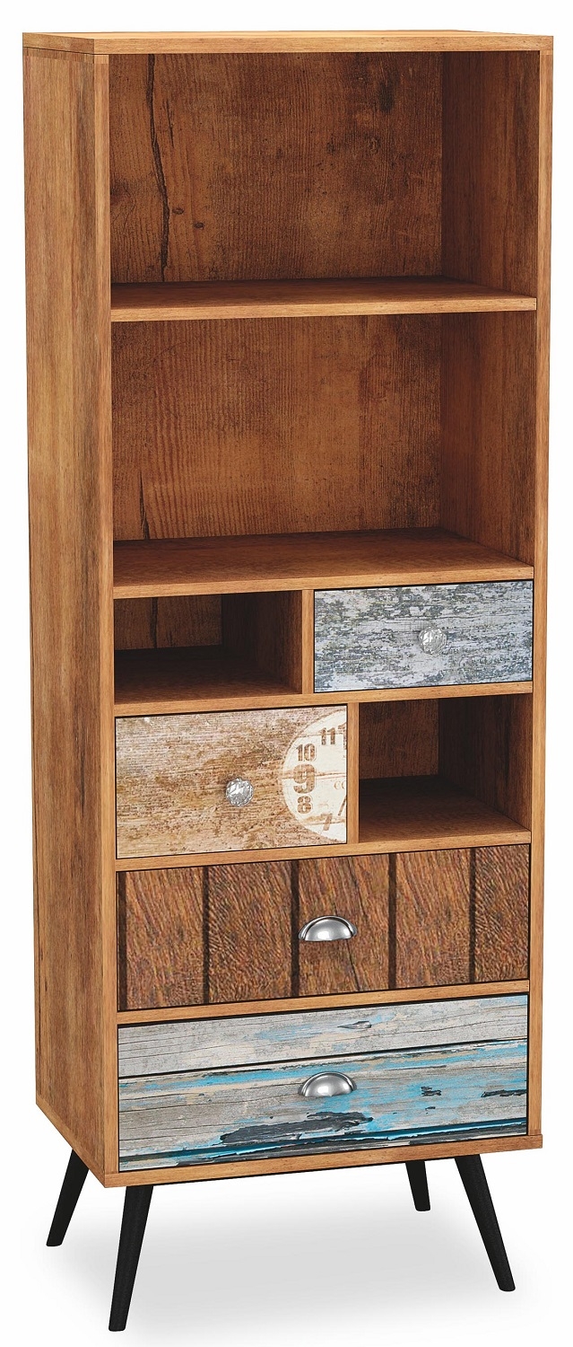 Boekenkast Mezo 180 cm hoog in multicolor