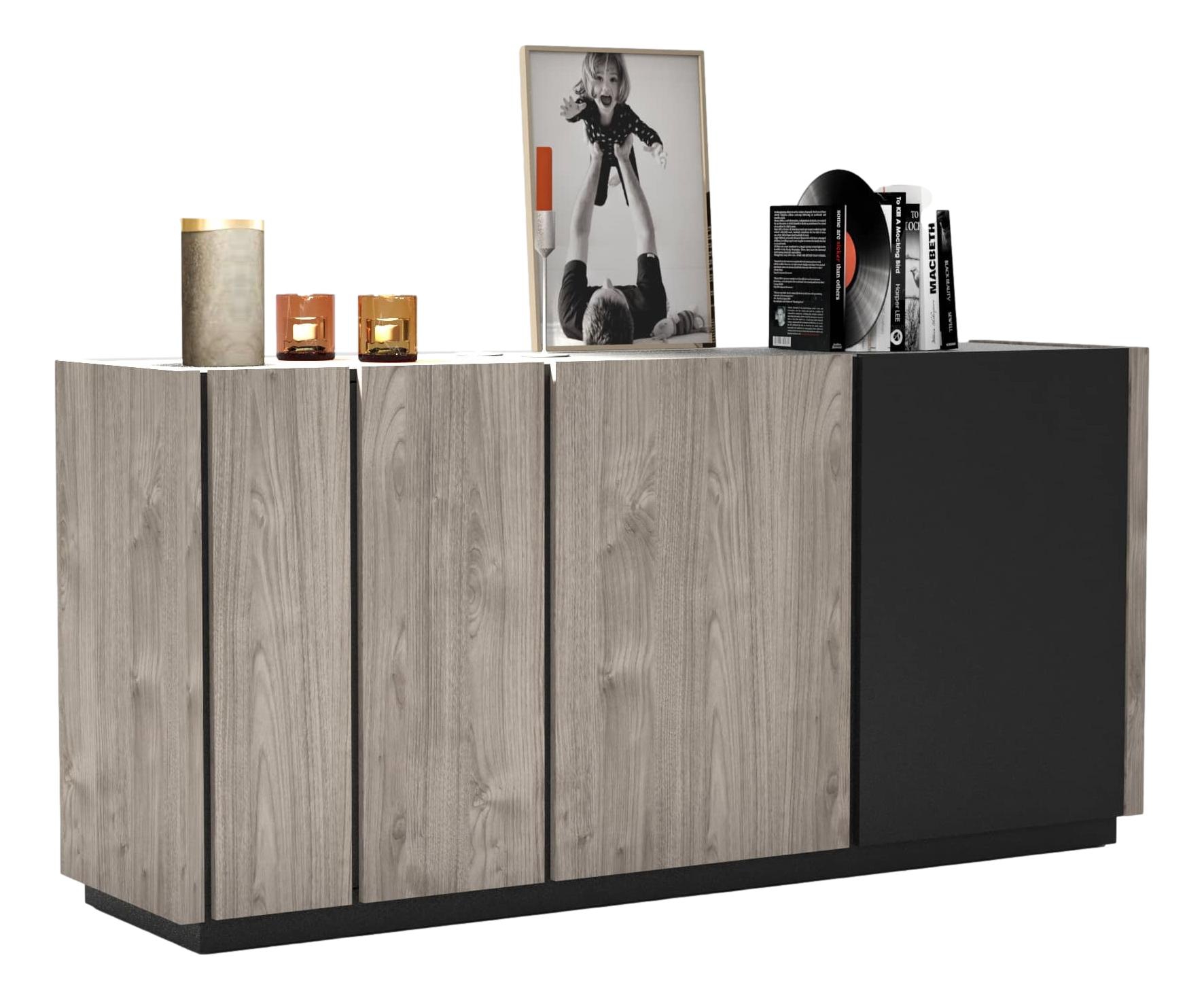 Dressoir Snapp 180 cm breed grijs eiken met antraciet