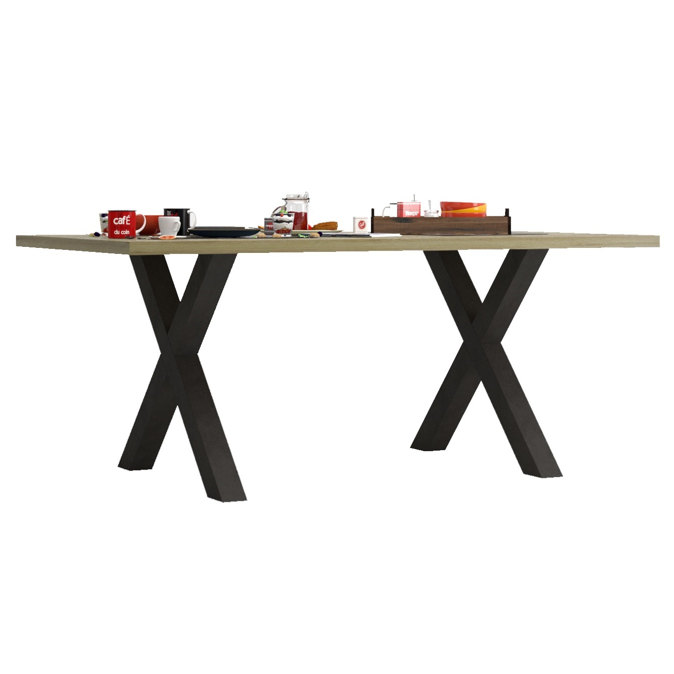 Eettafel Baxter X poot 170x100 cm eiken met antraciet