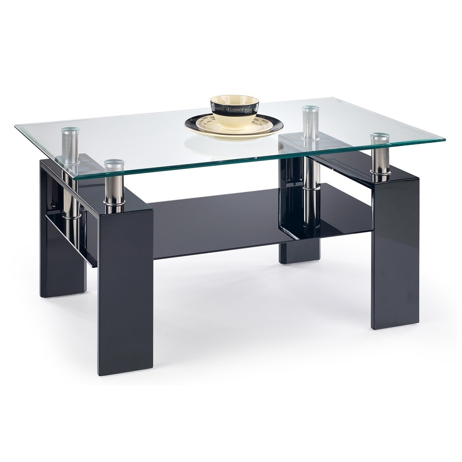 Glazen salontafel Diana H 110 cm breed in zwart