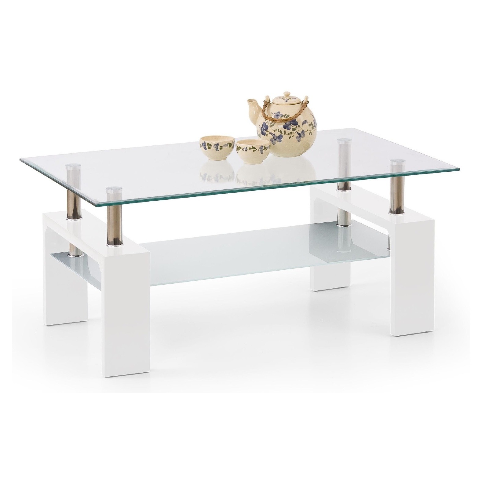 Glazen salontafel Diana intro 100 cm breed in wit