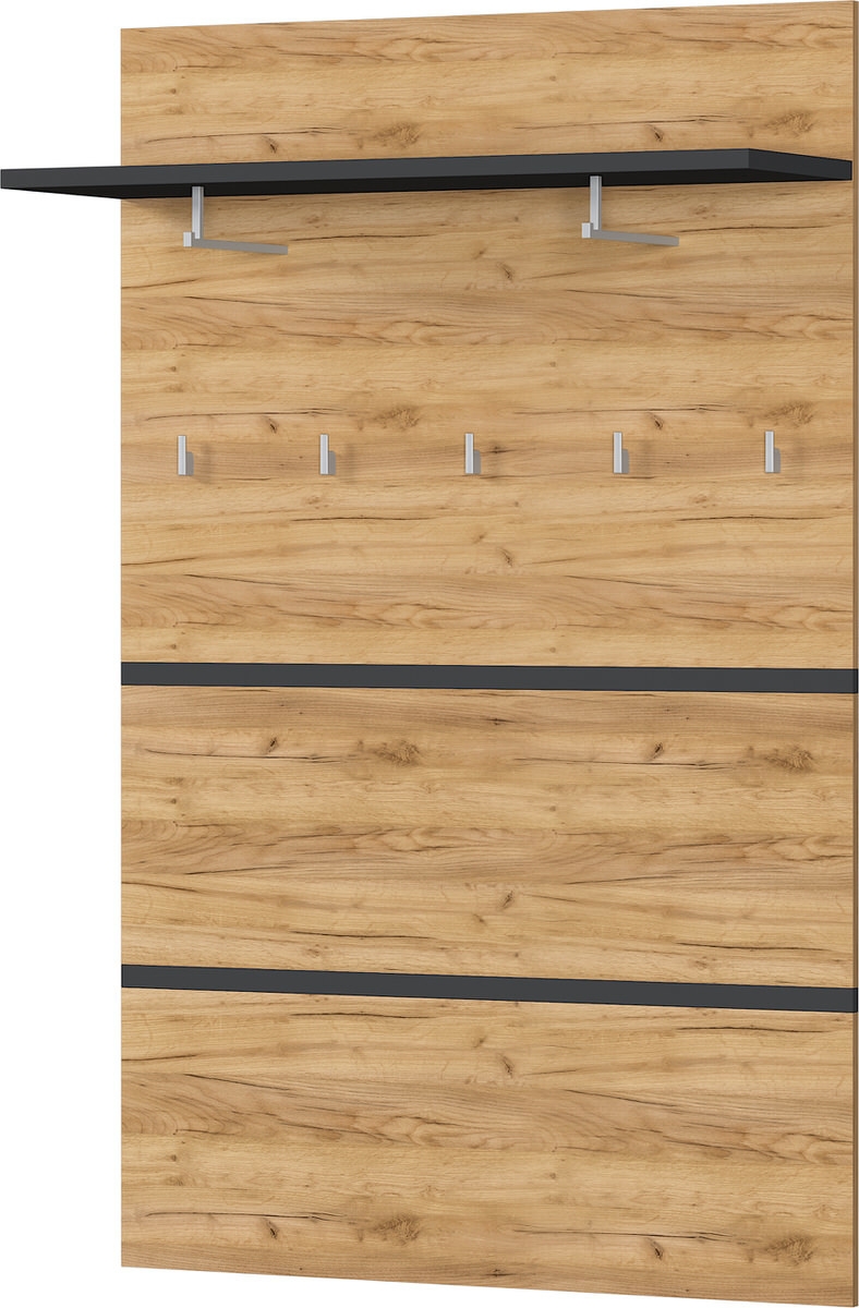 Kapstokpaneel Lissabon 147 cm hoog in navarra eiken met antraciet