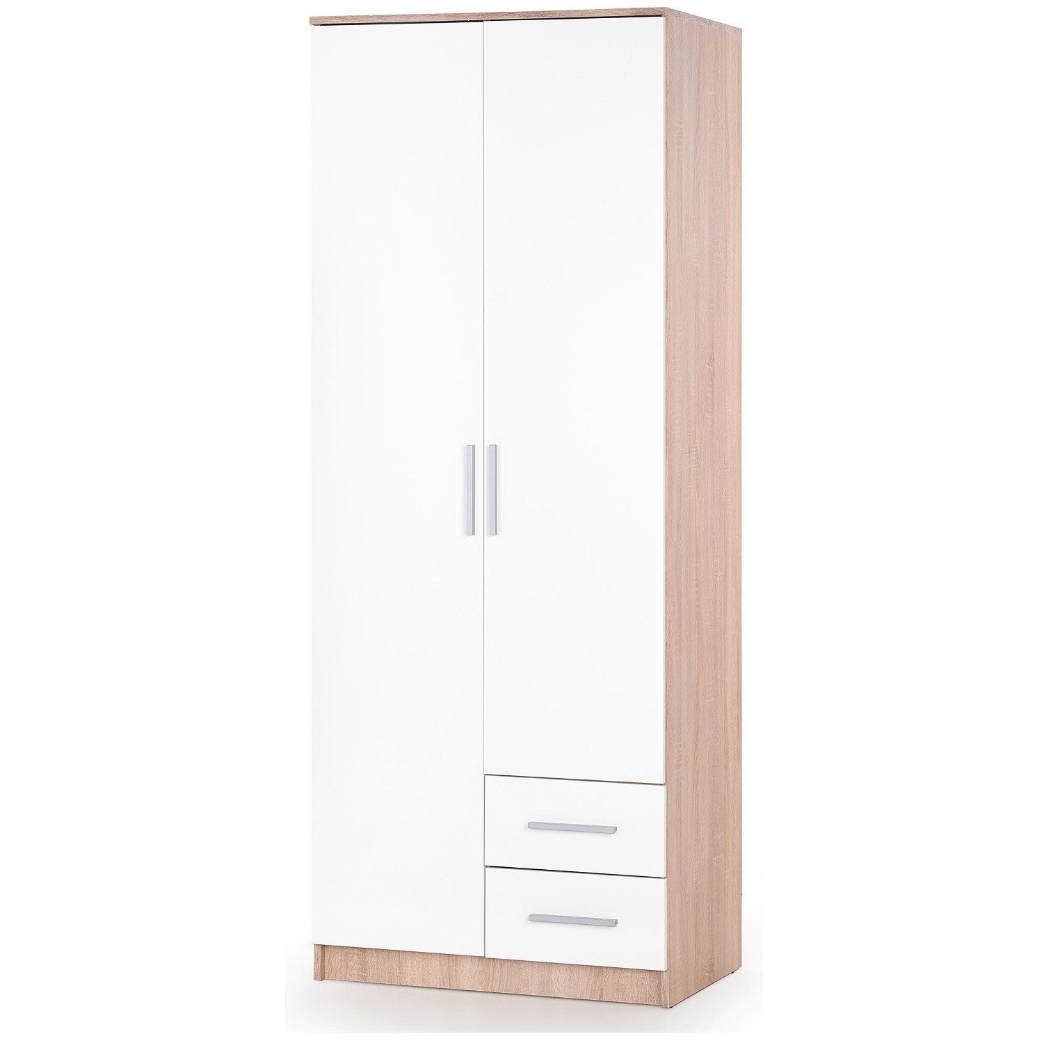 Kledingkast Lima 80 cm breed in sonoma eiken met hoogglans wit