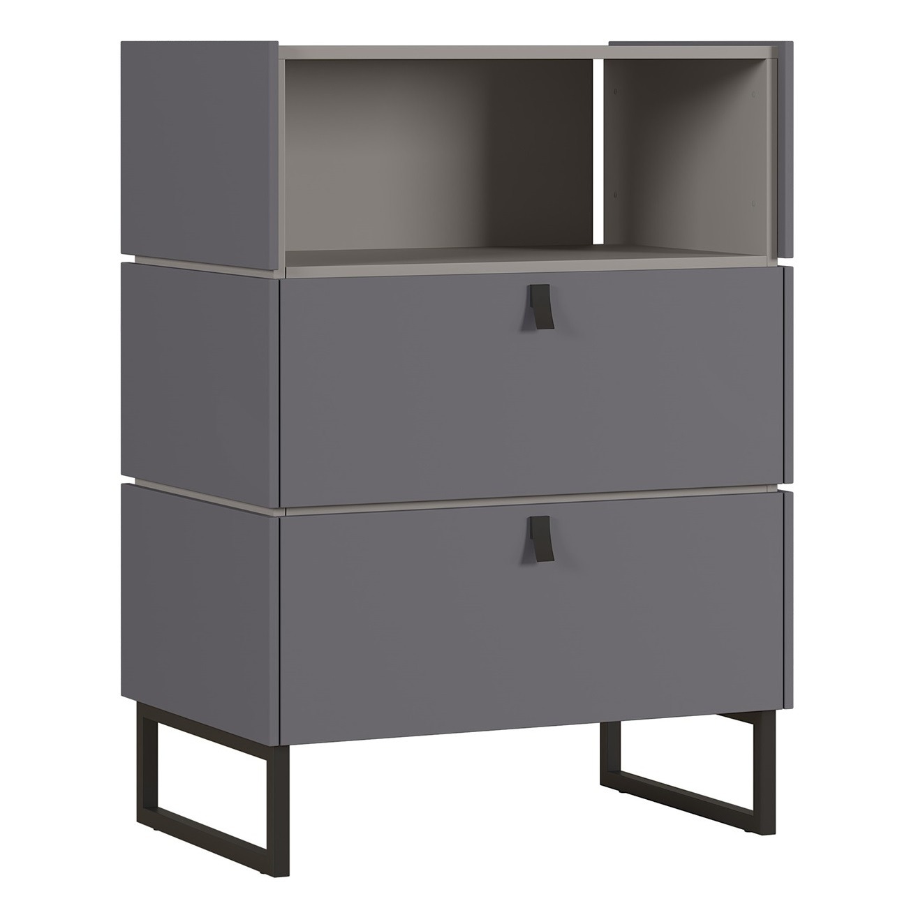 Ladekast Mamiko 93 cm hoog in grijs met grafiet