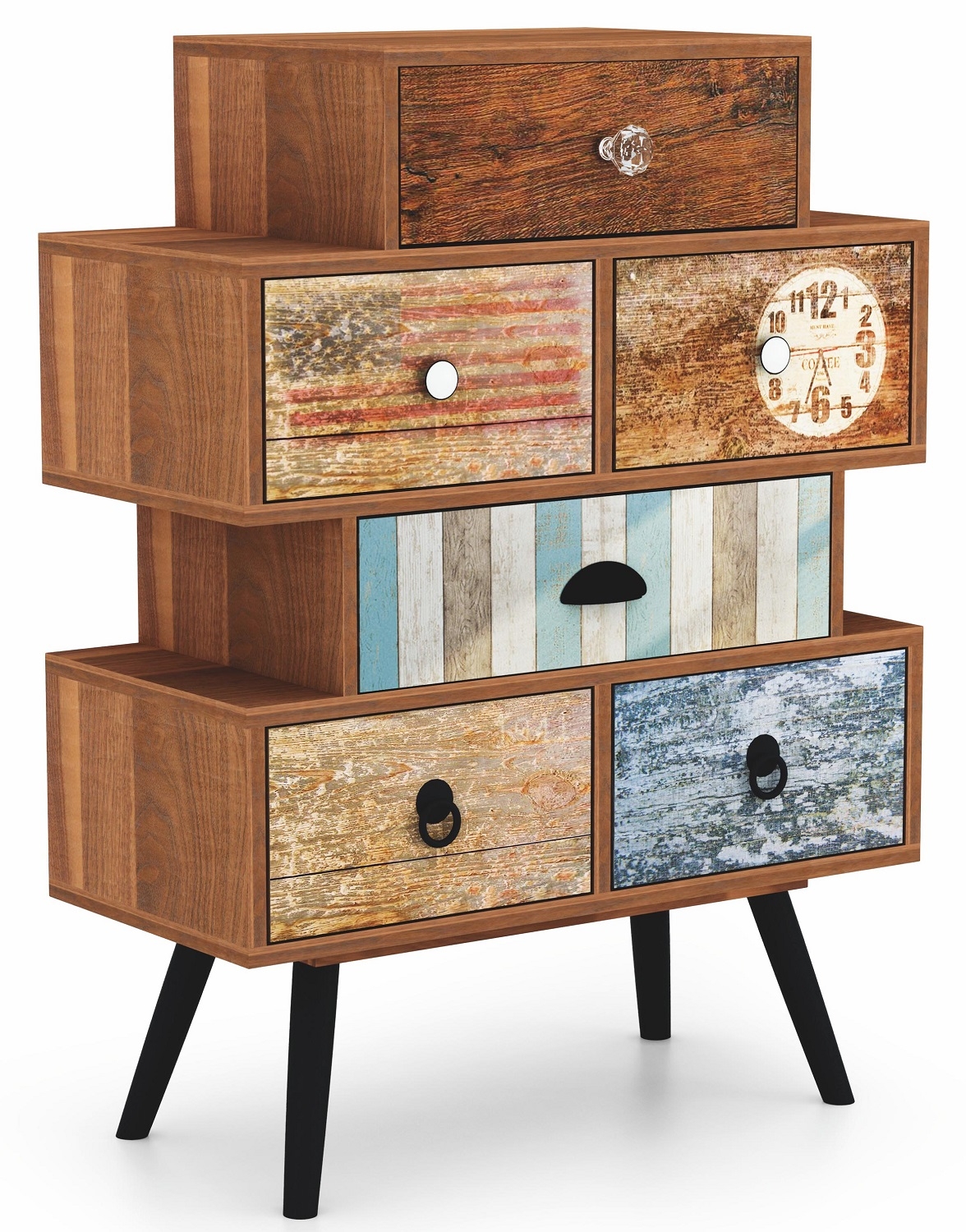 Ladekast Mezo 85 cm hoog in multicolor